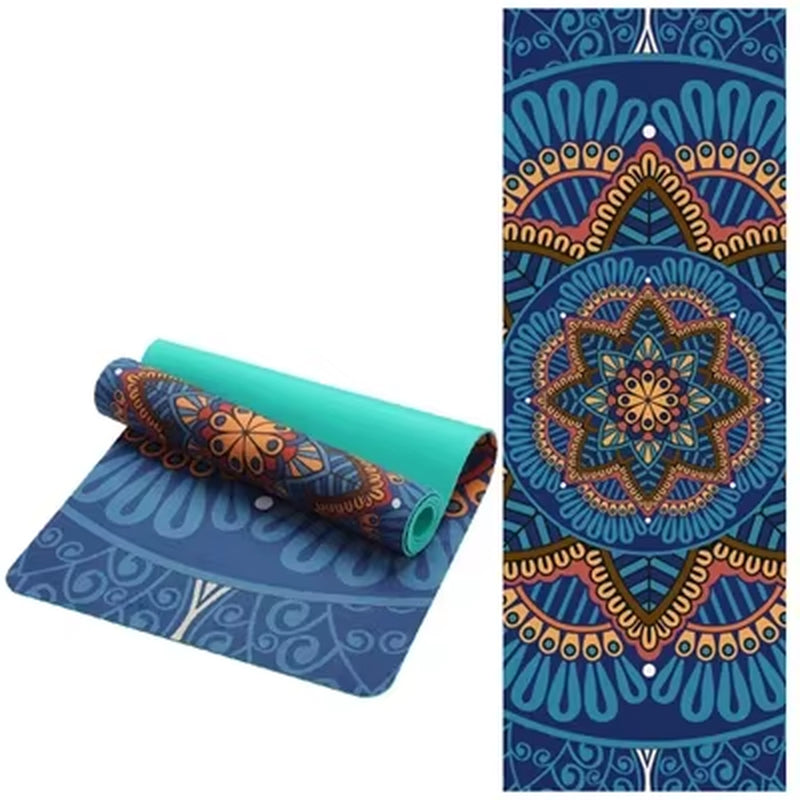 5.5 MM Lotus Pattern Suede TPE Yoga Mat Pad Non-Slip Slimming Exercise Fitness Gymnastics Mat Body Building Esterilla Pilates