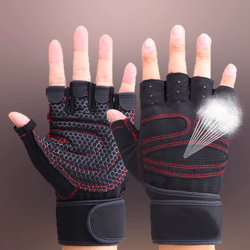 Sports Fitness Gloves Half Finger Breathable Gym Weightlifting Gloves Dumbbell Crossfit Workout Power Weight Lifting Equipment