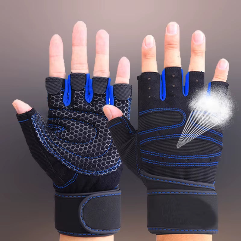 Sports Fitness Gloves Half Finger Breathable Gym Weightlifting Gloves Dumbbell Crossfit Workout Power Weight Lifting Equipment