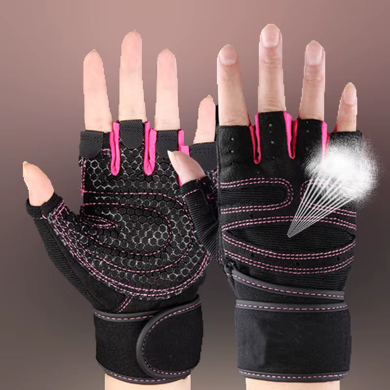 Sports Fitness Gloves Half Finger Breathable Gym Weightlifting Gloves Dumbbell Crossfit Workout Power Weight Lifting Equipment