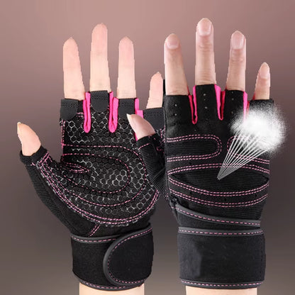 Sports Fitness Gloves Half Finger Breathable Gym Weightlifting Gloves Dumbbell Crossfit Workout Power Weight Lifting Equipment