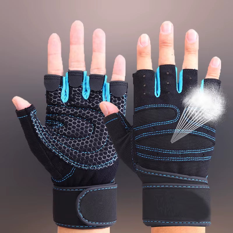 Sports Fitness Gloves Half Finger Breathable Gym Weightlifting Gloves Dumbbell Crossfit Workout Power Weight Lifting Equipment