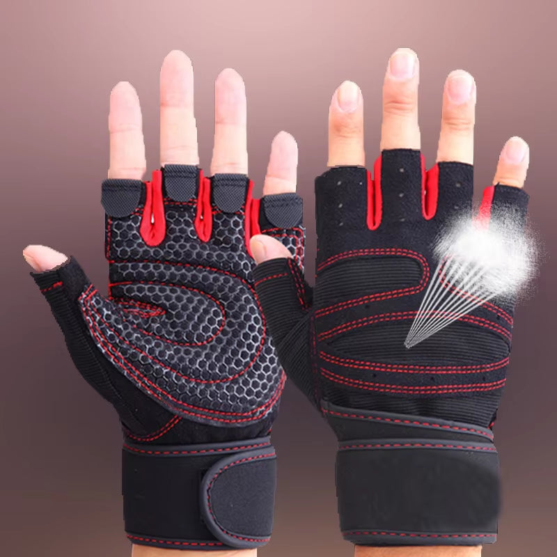 Sports Fitness Gloves Half Finger Breathable Gym Weightlifting Gloves Dumbbell Crossfit Workout Power Weight Lifting Equipment
