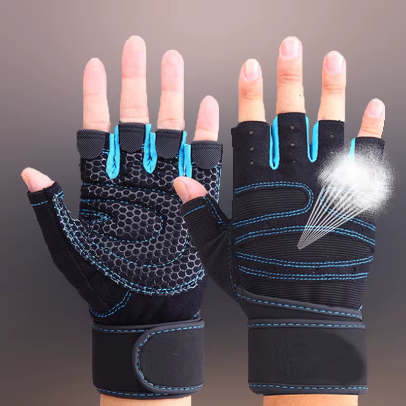 Sports Fitness Gloves Half Finger Breathable Gym Weightlifting Gloves Dumbbell Crossfit Workout Power Weight Lifting Equipment