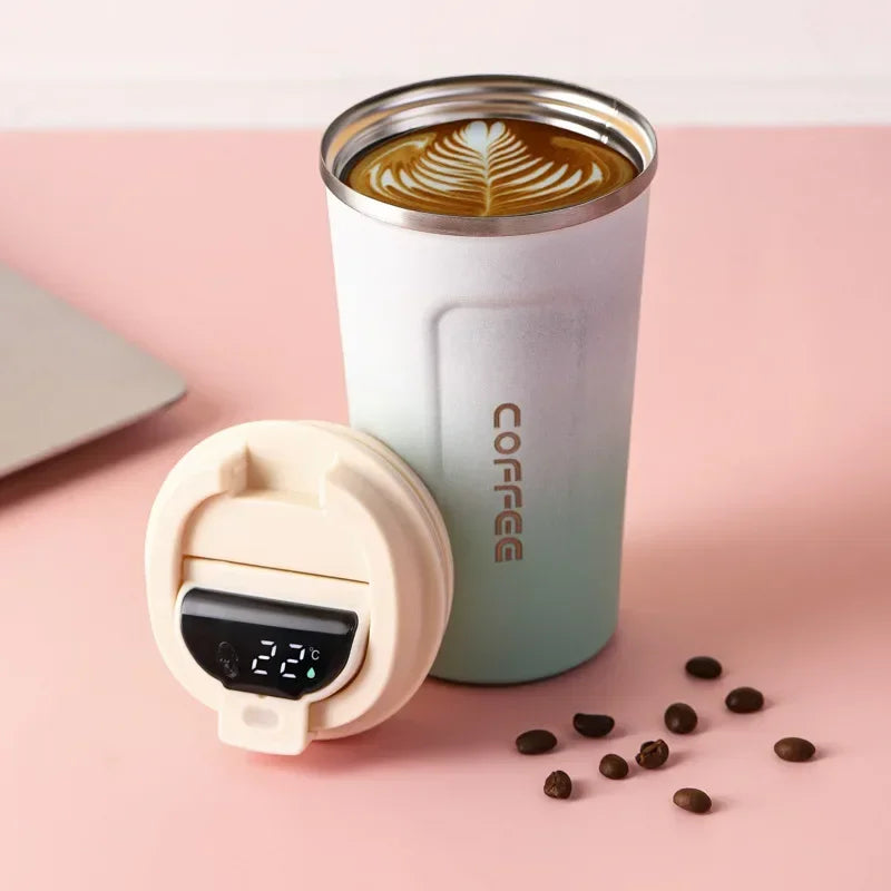 380/510Ml Thermos Coffee Mug Stainless Steel Coffee Cup Temperature Display Vacuum Flask Thermal Tumbler Insulated Water Bottle