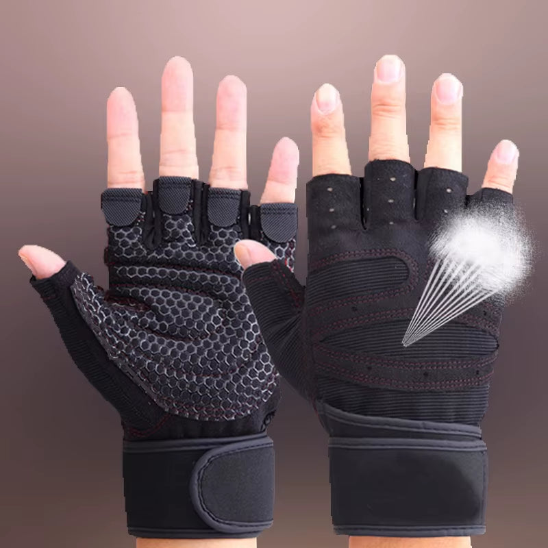 Sports Fitness Gloves Half Finger Breathable Gym Weightlifting Gloves Dumbbell Crossfit Workout Power Weight Lifting Equipment