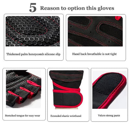 Sports Fitness Gloves Half Finger Breathable Gym Weightlifting Gloves Dumbbell Crossfit Workout Power Weight Lifting Equipment