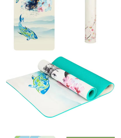 5.5 MM Lotus Pattern Suede TPE Yoga Mat Pad Non-Slip Slimming Exercise Fitness Gymnastics Mat Body Building Esterilla Pilates